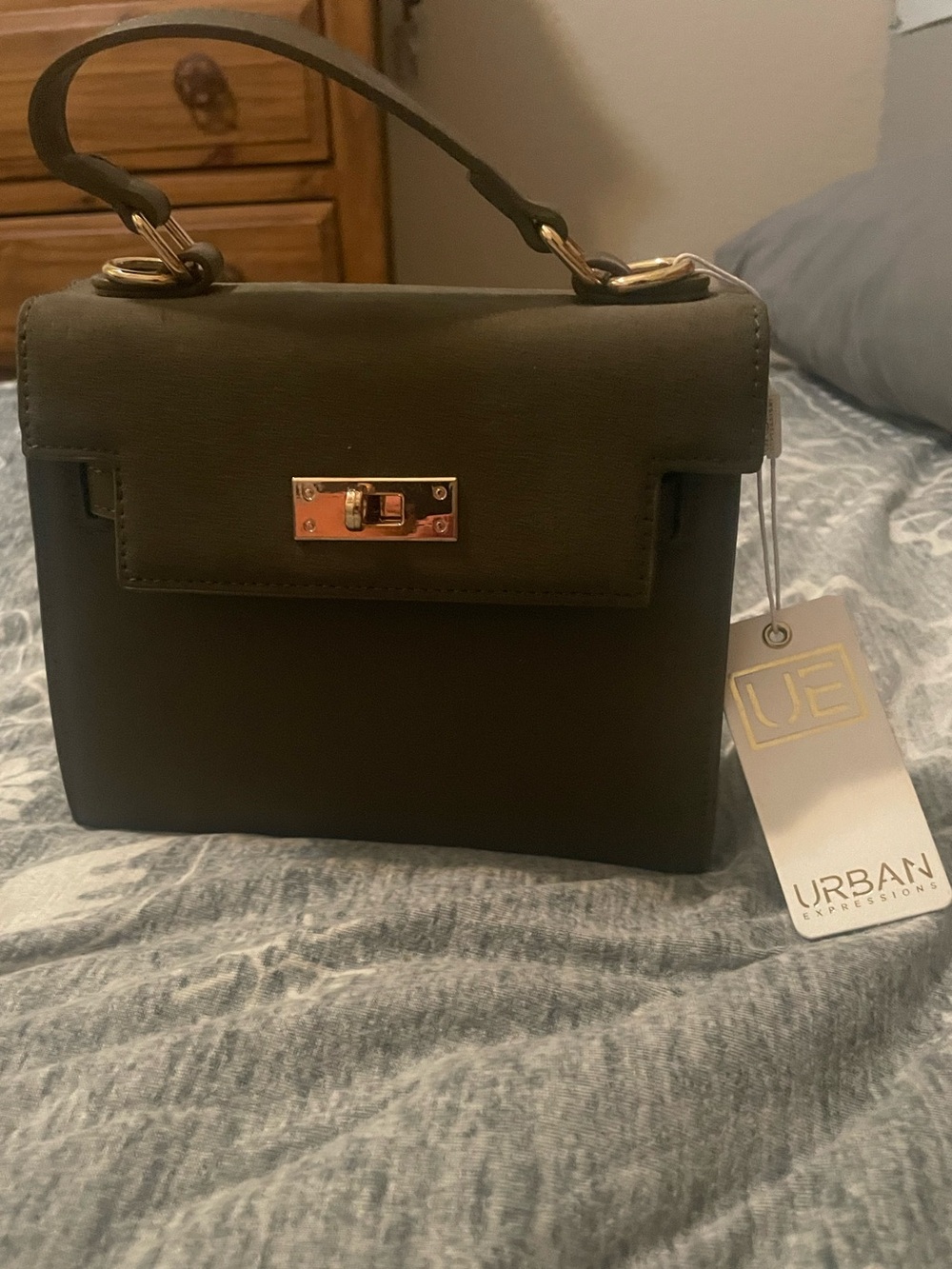 Urban Expressions Olive Top-Handle Mini Satchel with Gold Hardware